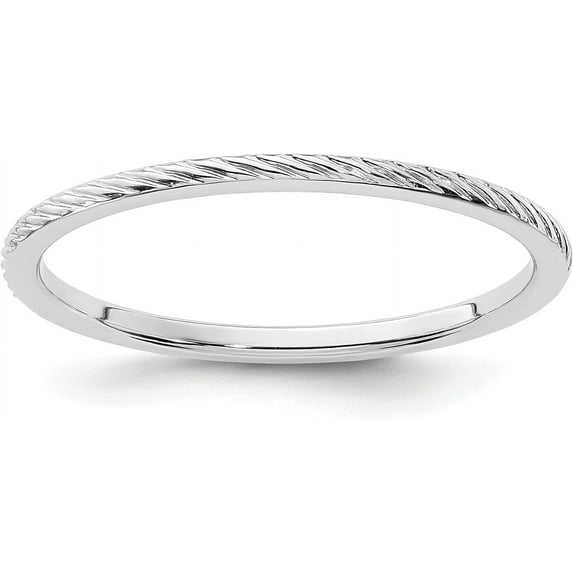 14K White Gold 1.4mm Twisted Wire Pattern Stackable Band Size 9 - Ring Size 9.0