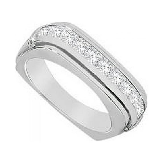 14K White Gold 1.55 CT Square Diamond Ring for Mens, Size 10