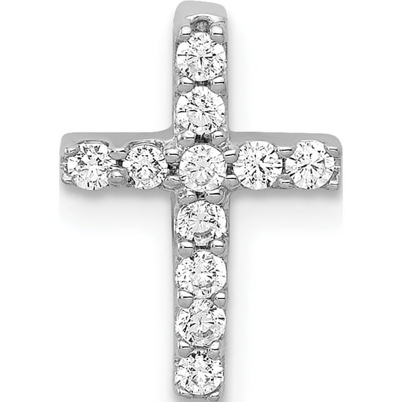 14K White Gold 1/5Ct. Diamond Latin Cross Chain Slide (13 X 9) Made In India pm4962-020-wa
