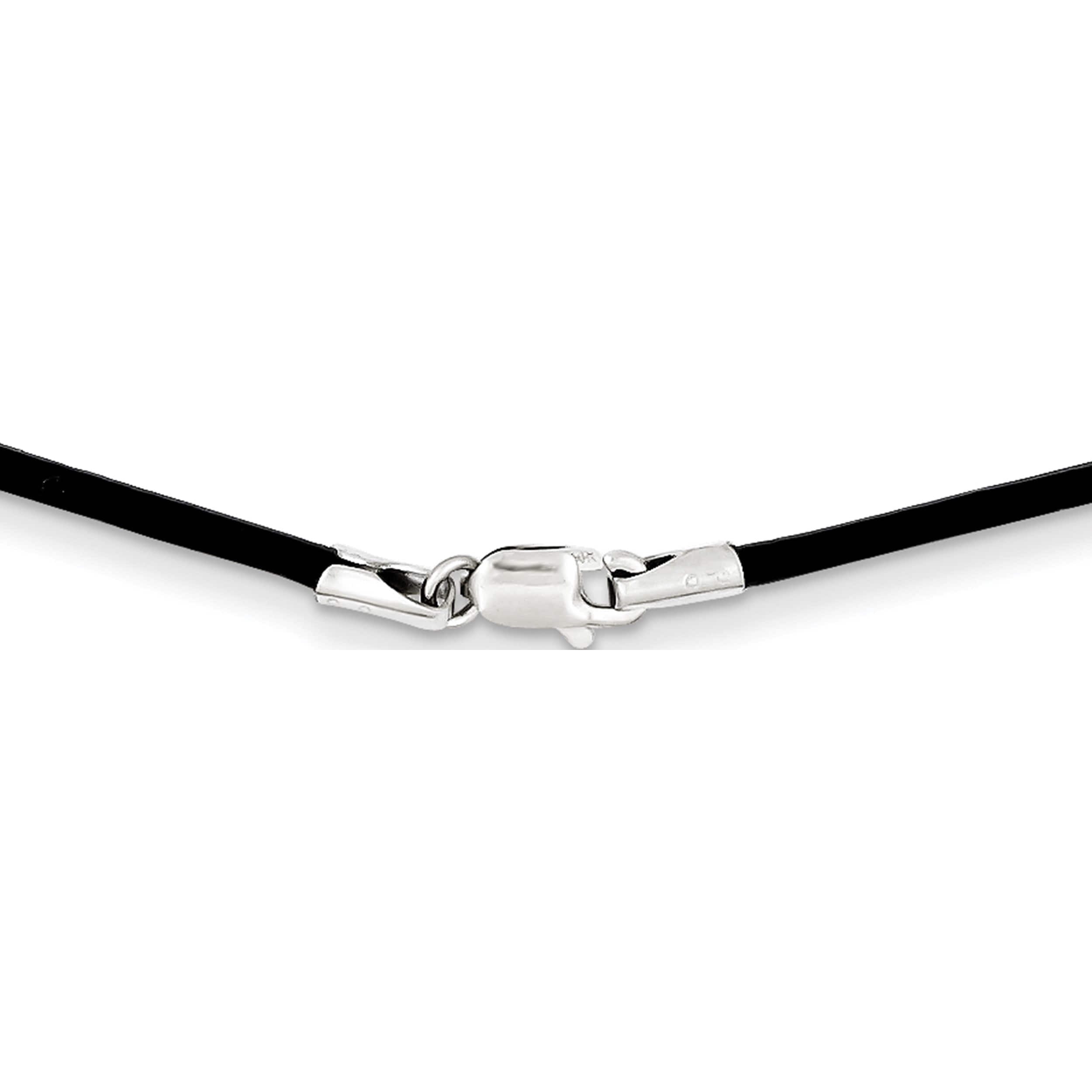 14K White Gold 1.5mm 20In Black Leather Cord Necklace (20 X 1.5) Made In United States xg251-20