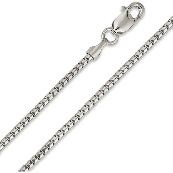 14K White Gold 1.5mm Round Ice Pendant Chain, FREE Microfiber Cloth, Shiny Link Mens Womens Necklace, Giorgio Bergamo 16