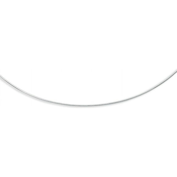 14K White Gold 1.5mm Round Omega with Screw Back Lock Chain