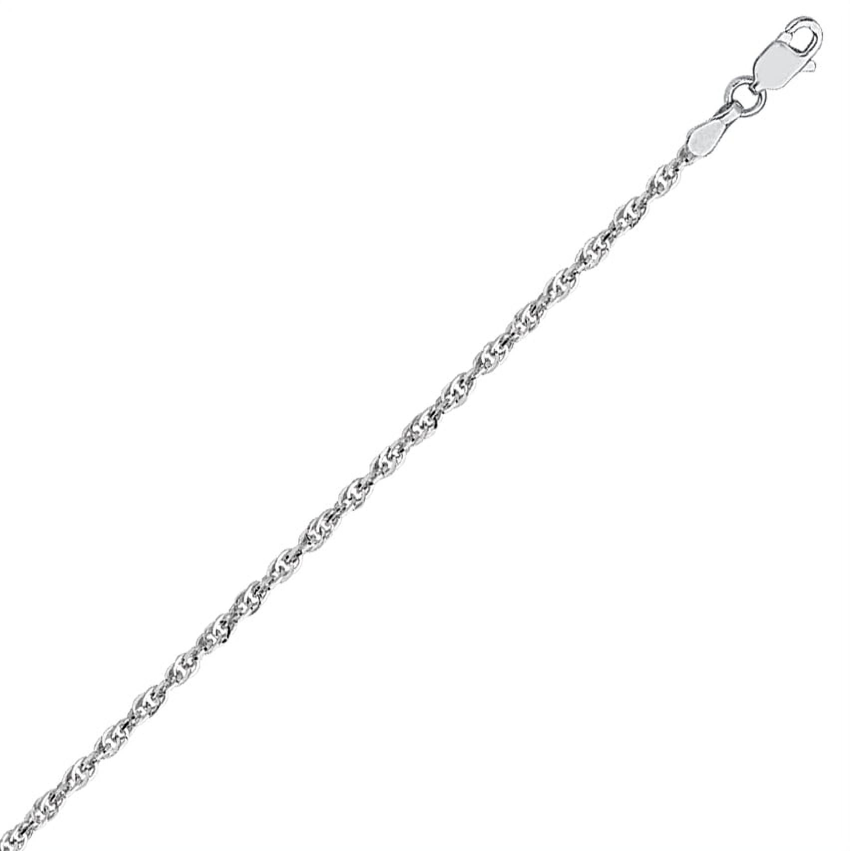 14K White Gold 1.8 Designer Rope Chain in 16 inch, 18 inch, & 20