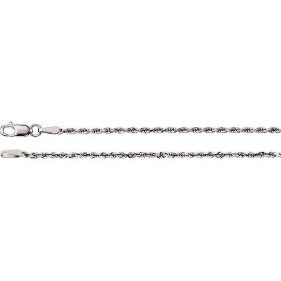14K White Gold 1.9mm Diamond-Cut Rope 7" Chain with Lobster Clasp