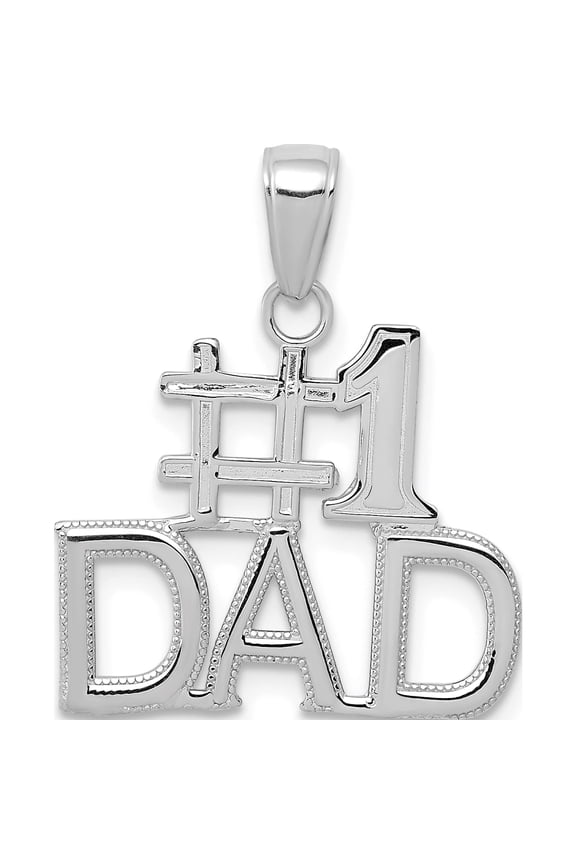 14K White Gold #1 Dad Charm (5 X 13.5) Made In United States k4734w