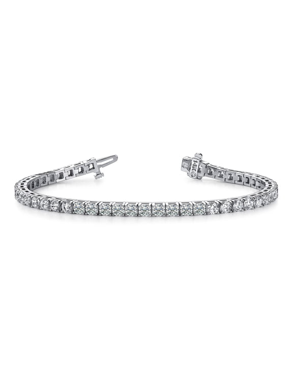 14K White Gold 10 Carats Classic Round Shape LAB GROWN Diamond Tennis Bracelet 4 Prong Ultra Premium Collection (E-F Color, VS2-SI1 Clarity) 7 Inches