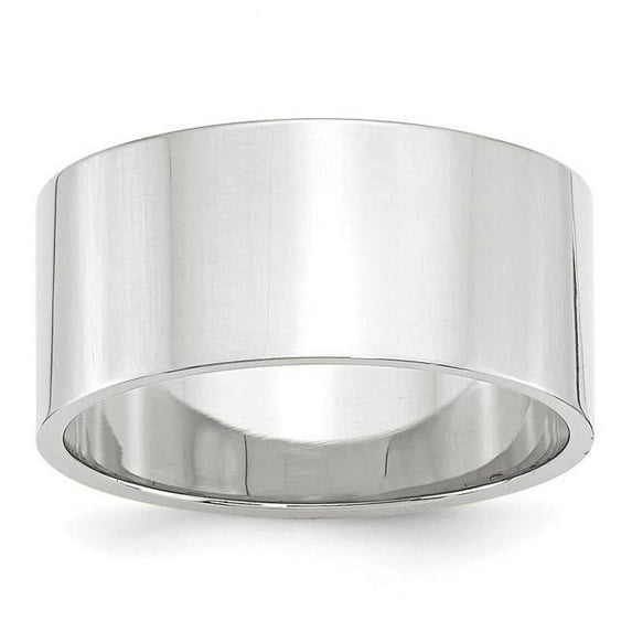 14K White Gold 10 mm LTW Flat Band, Size 10.5