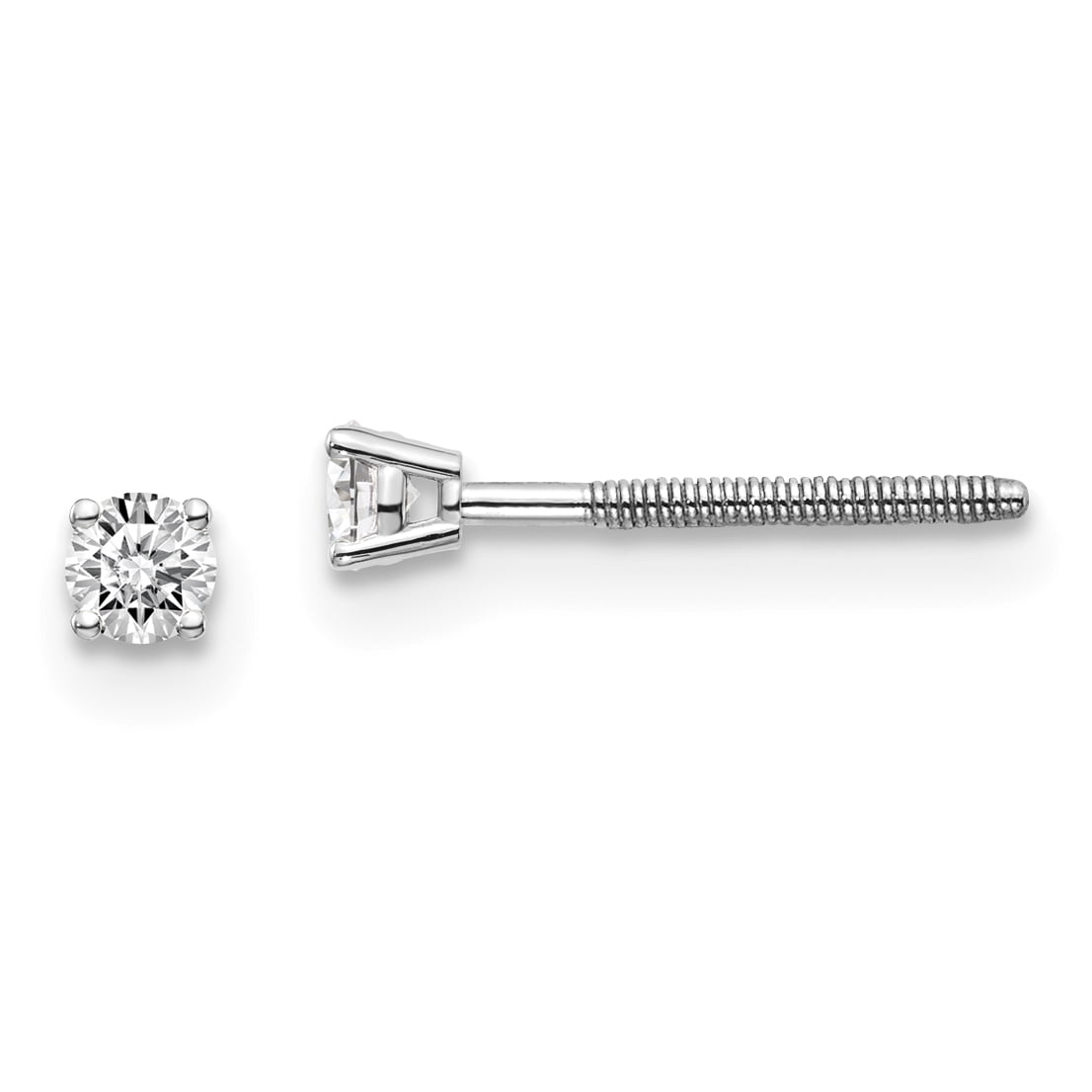 14K White Gold .10ct VS2 and SI1 G-I Diamond Stud Thread On and Off Post Earrings