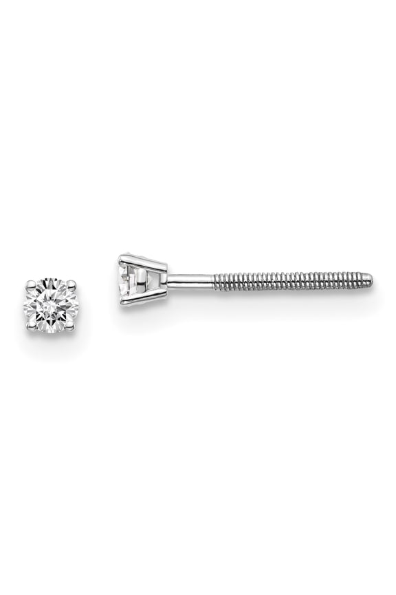 14K White Gold .10ct VS2 and SI1 G-I Diamond Stud Thread On and Off Post Earrings