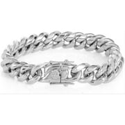 BINTU 14K White Gold 12MM Cuban Link Gold plated Bracelet for Men Women Wife Husband Gift for him Diamond Cut Fashion Jewelry