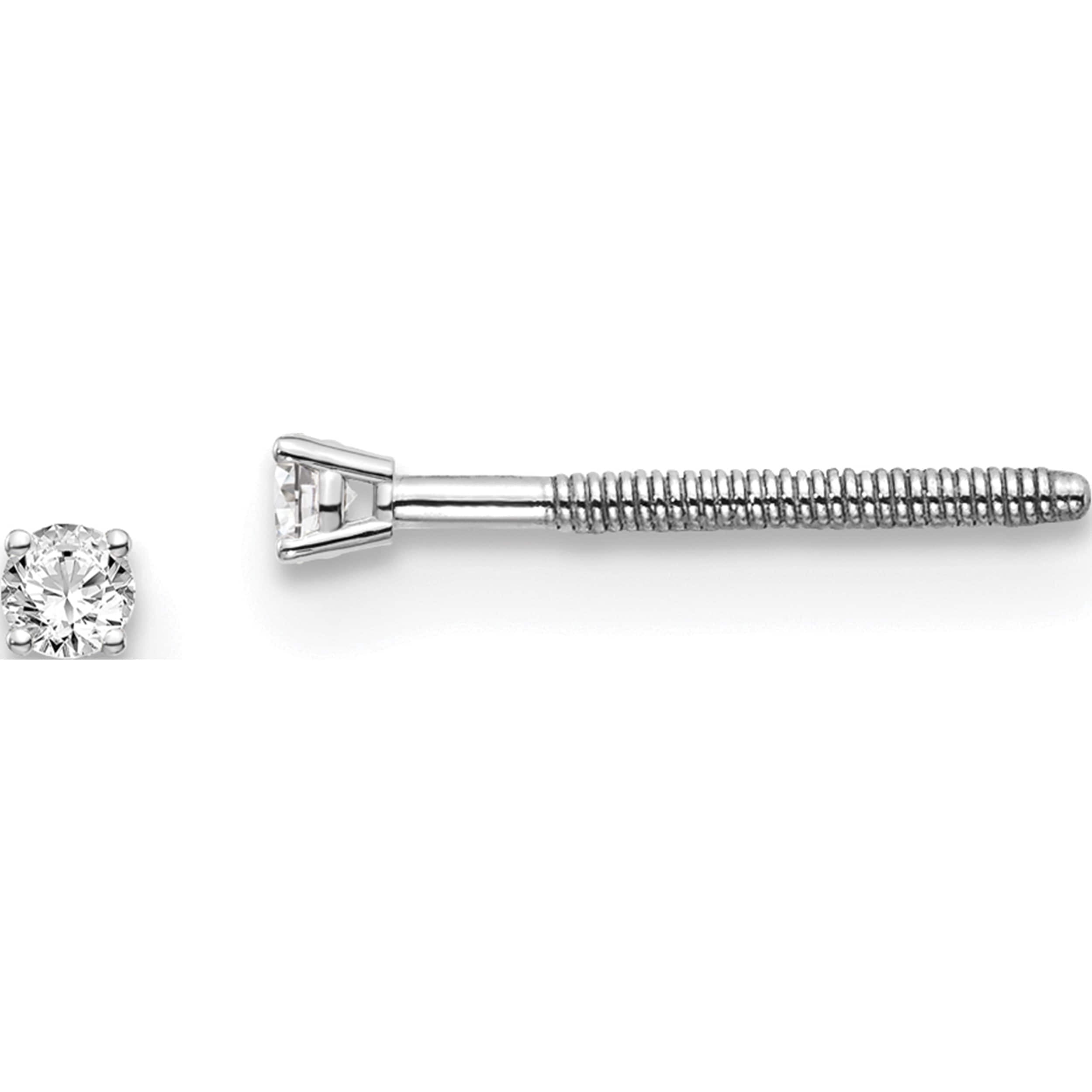 14K White Gold 14Kw .05Ct Vs2/Si1 G-I Diamond Stud Thread On/Off Post Earrings (1.7 X 1.7) Made In United States st4-5w