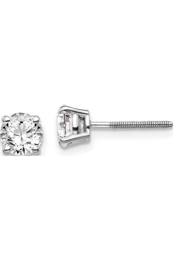 14K White Gold 14Kw 1.00Ct Si3 G-I Diamond Stud Thread On/Off Post Earrings (5 X 5) Made In United States st3-100w