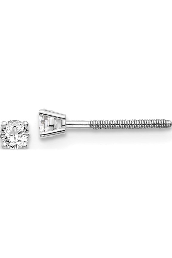 14K White Gold 14Kw .15Ct Si3 G-I Diamond Stud Thread On/Off Post Earrings (2.7 X 2.7) Made In United States st3-15w
