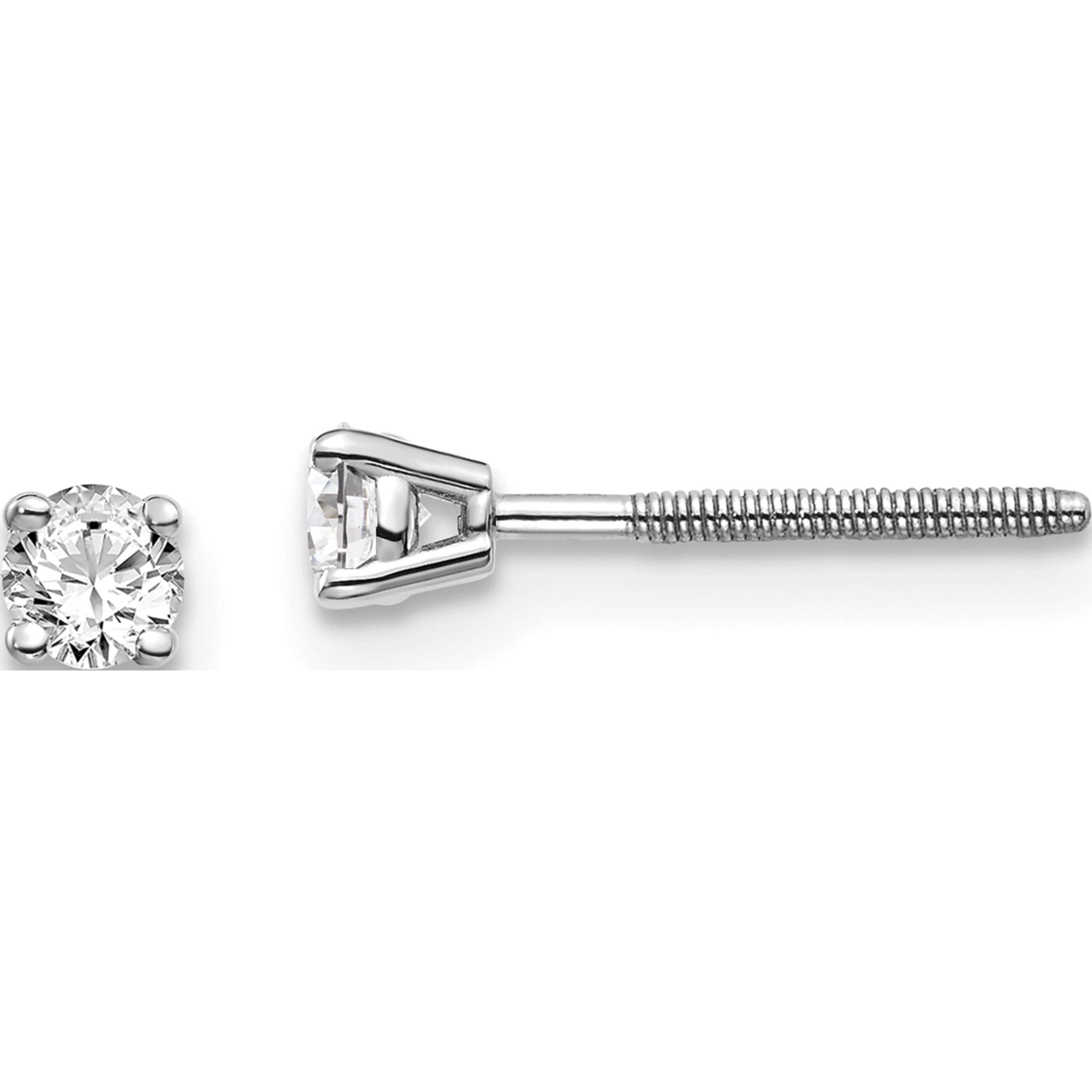 14K White Gold 14Kw .20Ct Vs2/Si1 G-I Diamond Stud Thread On/Off Post Earrings (3 X 3) Made In United States st4-20w