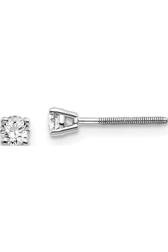 14K White Gold 14Kw .25Ct Si3 G-I Diamond Stud Thread On/Off Post Earrings (3.2 X 3.2) Made In United States st3-25w