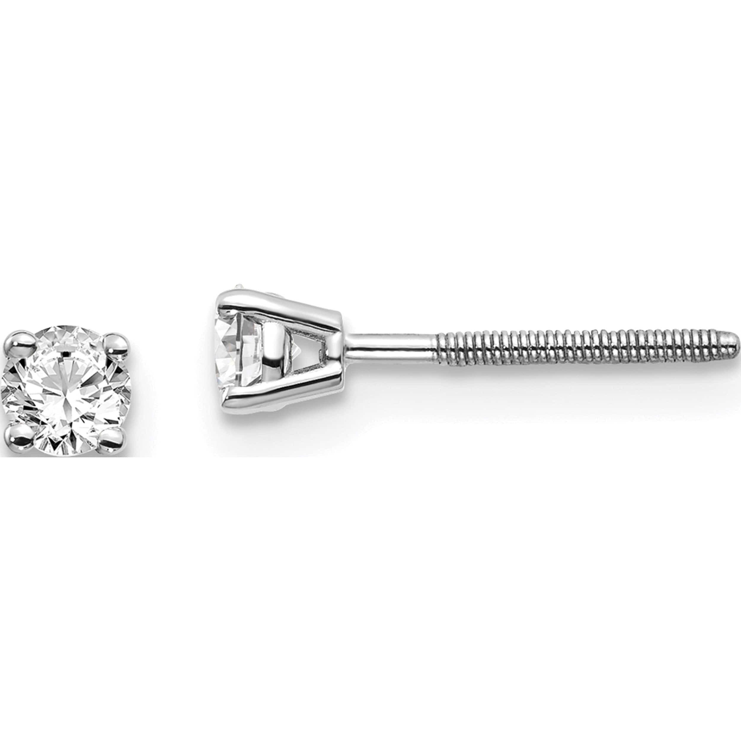 14K White Gold 14Kw .25Ct Vs2/Si1 G-I Diamond Stud Thread On/Off Post Earrings (3.2 X 3.2) Made In United States st4-25w