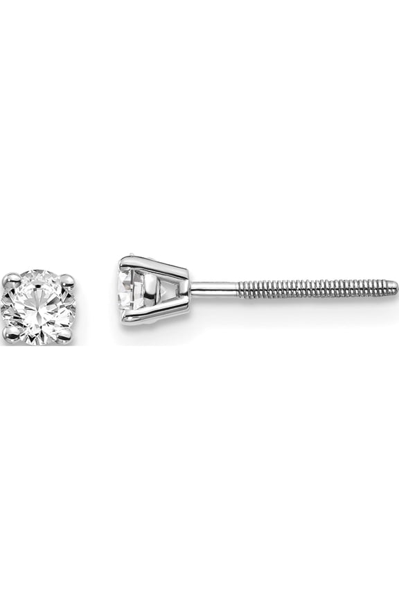 14K White Gold 14Kw .30Ct Si3 G-I Diamond Stud Thread On/Off Post Earrings (3.4 X 3.4) Made In United States st3-30w