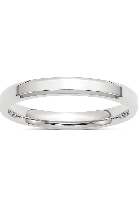 14K White Gold 14Kw 3mm Bevel Edge Comfort Fit Band Size 10 Made In United States wbec030-10