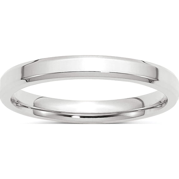 14K White Gold 14Kw 3mm Bevel Edge Comfort Fit Band Size 13 Made In United States wbec030-13
