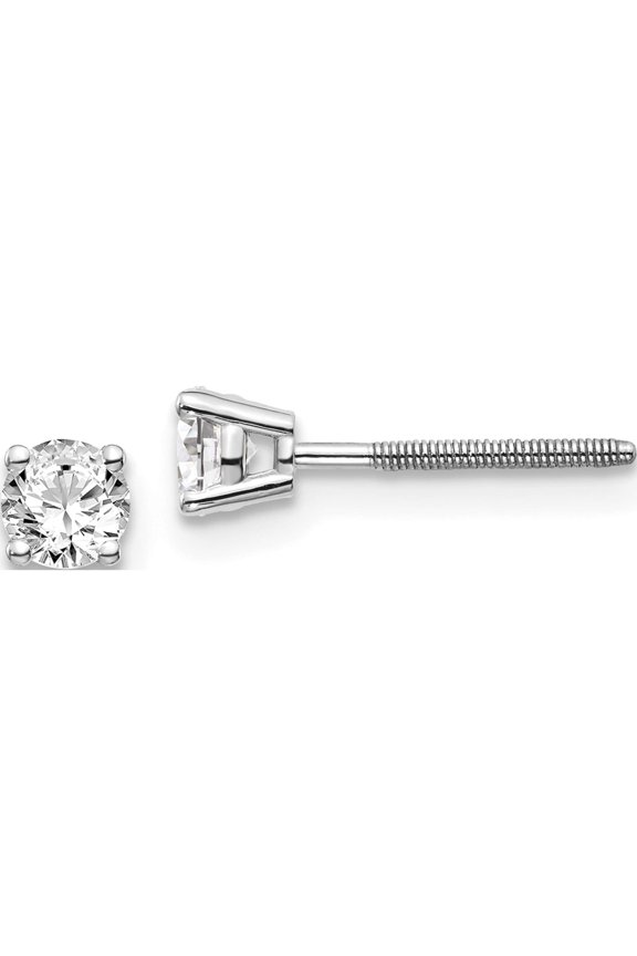 14K White Gold 14Kw .40Ct Si3 G-I Diamond Stud Thread On/Off Post Earrings (3.8 X 3.8) Made In United States st3-40w