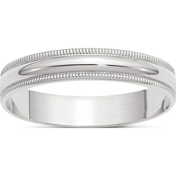 14K White Gold 14Kw 4mm Ltw Milgrain Half Round Band Size 6 Made In United States wml040-6