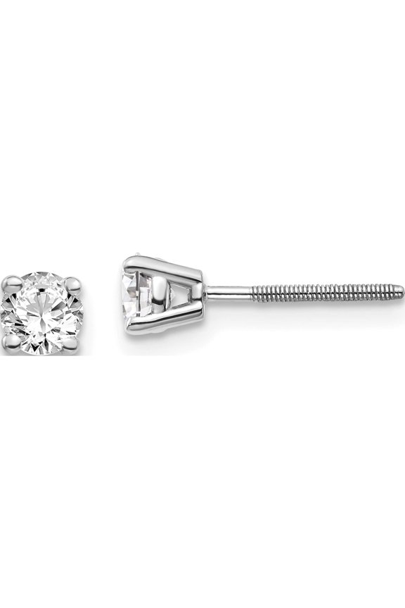 14K White Gold 14Kw .50Ct Si3 G-I Diamond Stud Thread On/Off Post Earrings (1.7 X 1.7) Made In United States st3-50w