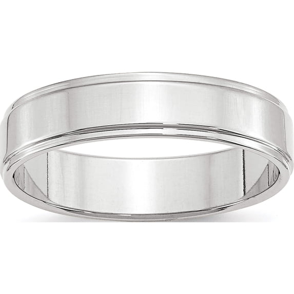 14K White Gold 14Kw 5mm Flat With Step Edge Band Size 11 Made In United States wfle050-11