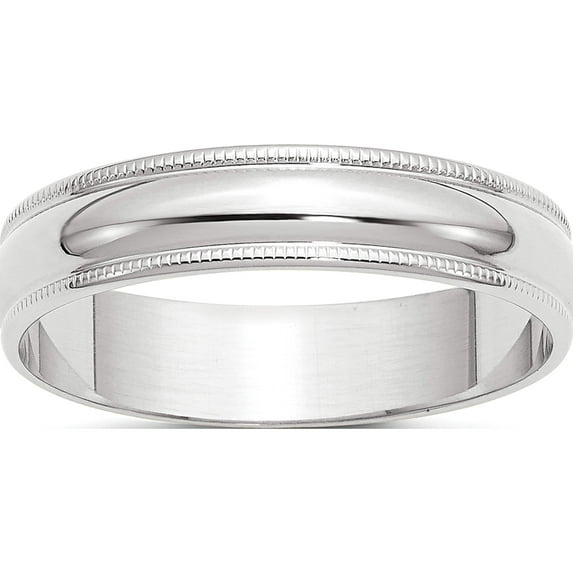 14K White Gold 14Kw 5mm Ltw Milgrain Half Round Band Size 13 Made In United States wml050-13