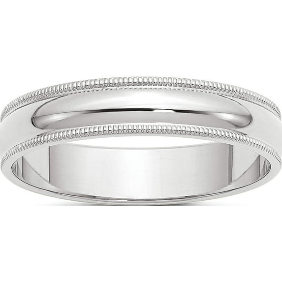 14K White Gold 14Kw 5mm Milgrain Half Round Band Size 14 Made In United States wm050-14