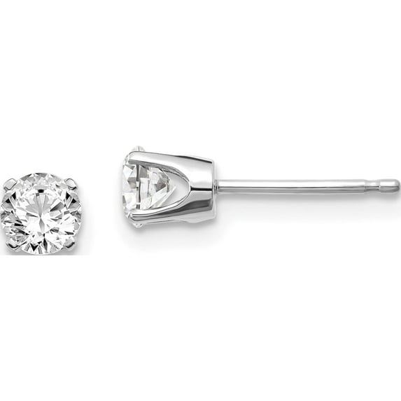 14K White Gold 14Kw .60Ct I1 J-K Diamond Stud Push-On Post Earrings (4.3 X 4.3) Made In United States st2-60w