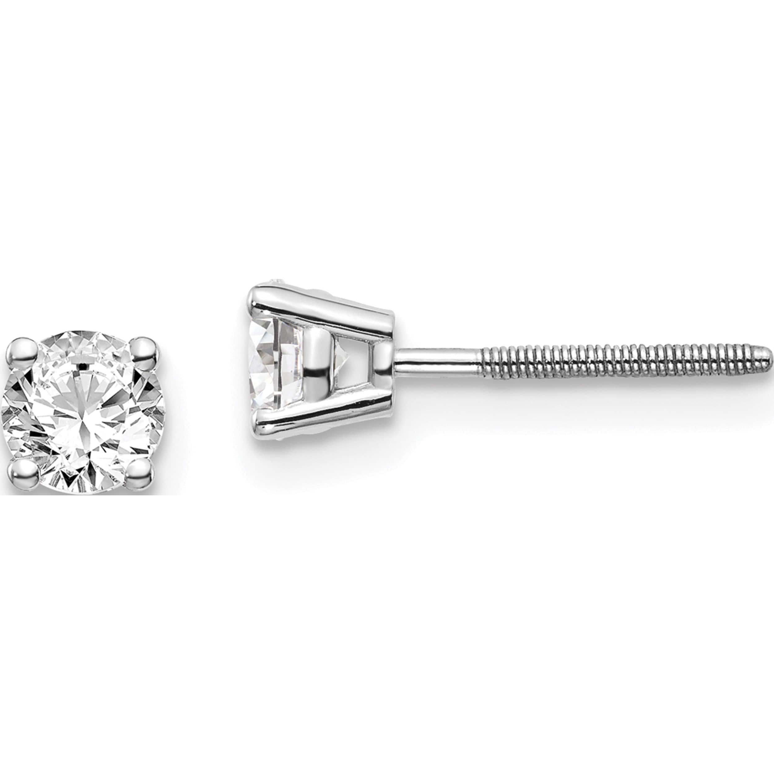 14K White Gold 14Kw .60Ct Si3 G-I Diamond Stud Thread On/Off Post Earrings (4.3 X 4.3) Made In United States st3-60w