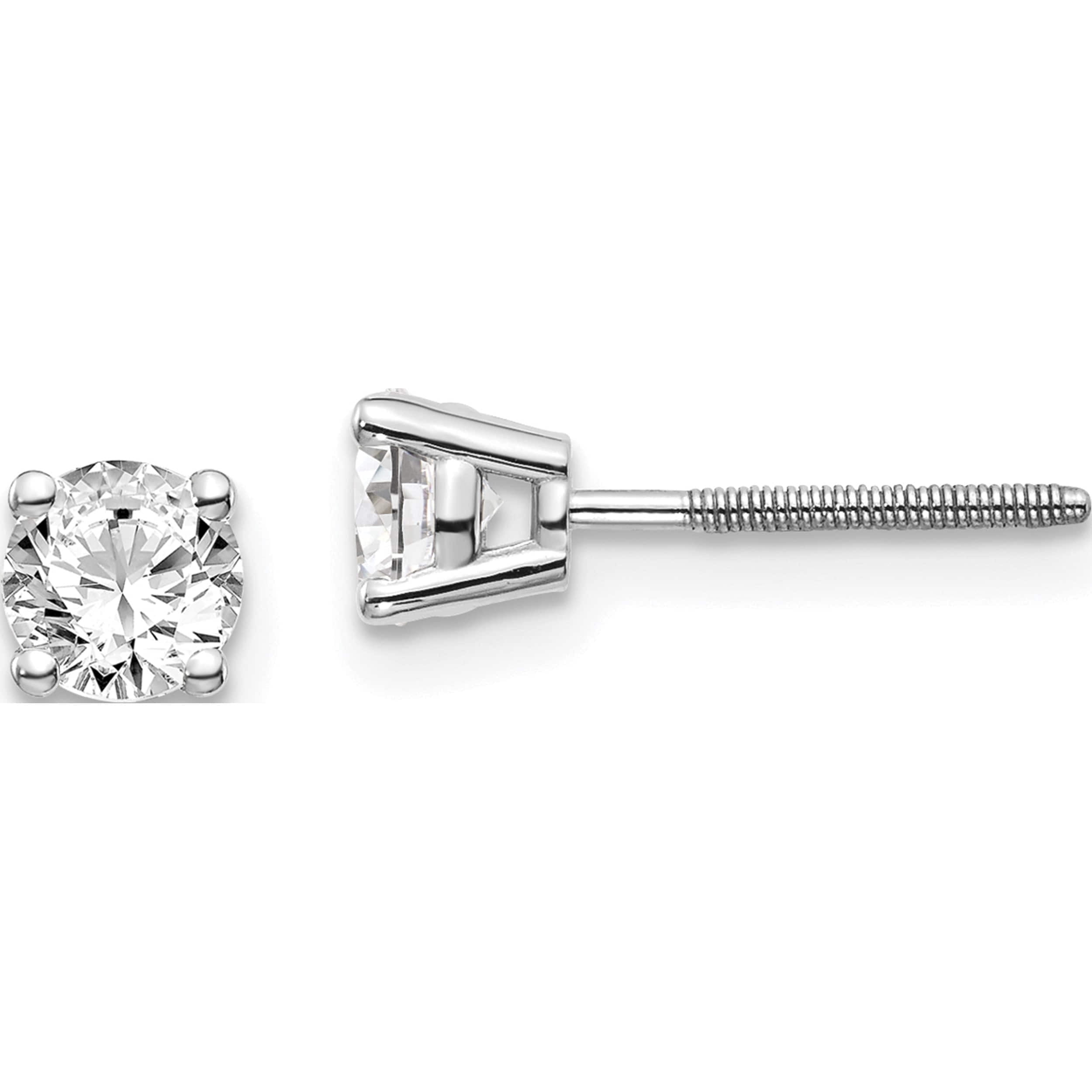 14K White Gold 14Kw .70Ct Si3 G-I Diamond Stud Thread On/Off Post Earrings (4.4 X 4.4) Made In United States st3-70w