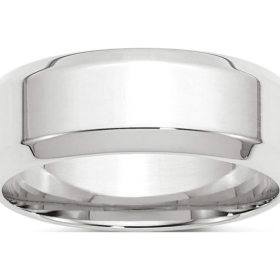 14K White Gold 14Kw 8mm Bevel Edge Comfort Fit Band Size 8 Made In United States wbec080-8