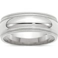 thumbnail image 1 of 14K White Gold 14Kw 8mm Double Milgrain Comfort Fit Band Size 11 Made In United States wdmc080-11, 1 of 5