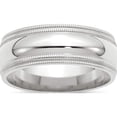 thumbnail image 1 of 14K White Gold 14Kw 8mm Double Milgrain Comfort Fit Band Size 6.5 Made In United States wdmc080-6.5, 1 of 5