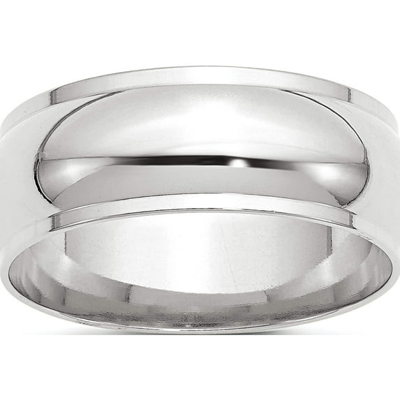 14K White Gold 14Kw 8mm Half Round With Edge Band Size 10.5 Made In United States whre080-10.5