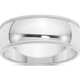 thumbnail image 1 of 14K White Gold 14Kw 8mm Milgrain Half Round Band Size 4 Made In United States wm080-4, 1 of 5