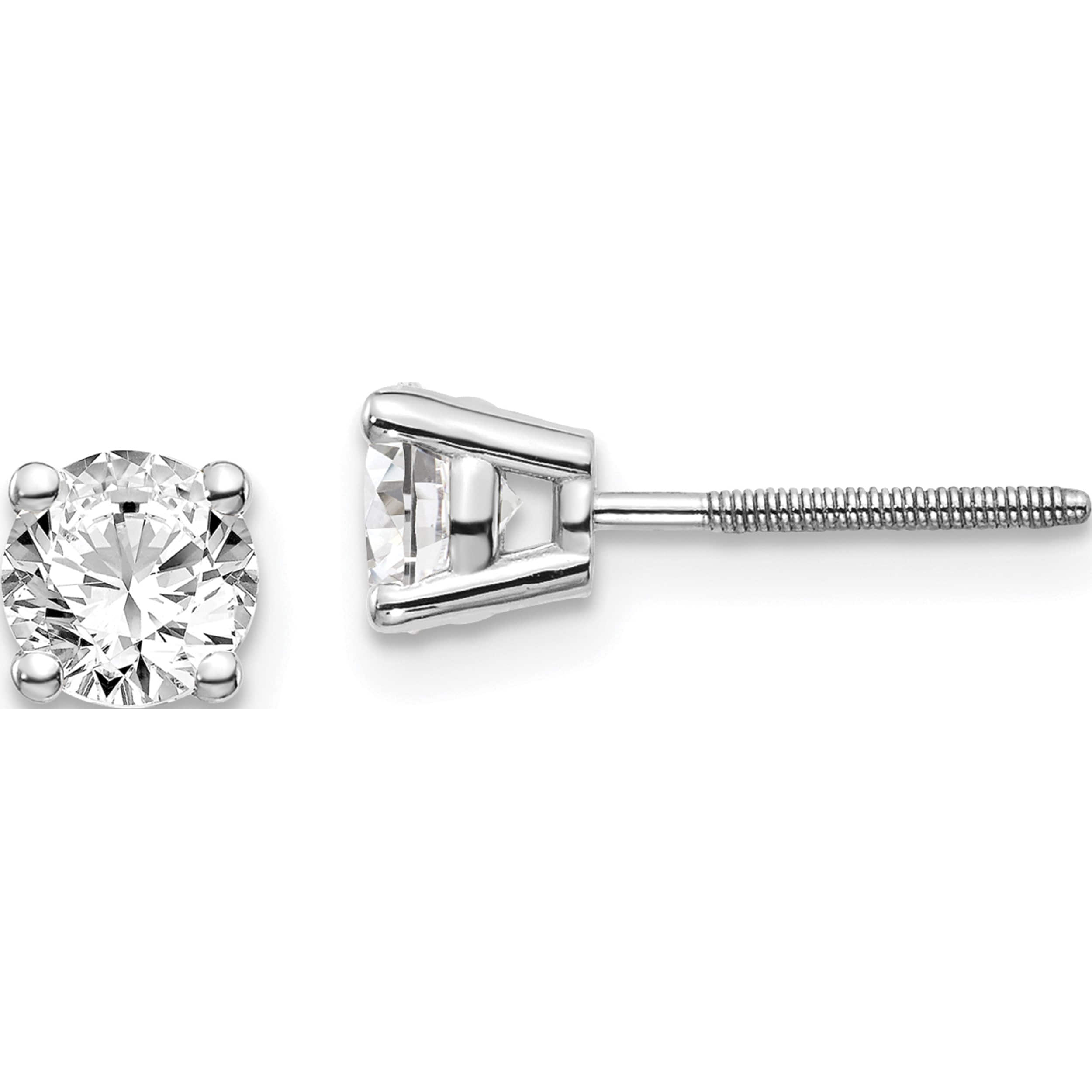 14K White Gold 14Kw .95Ct Vs2/Si1 G-I Diamond Stud Thread On/Off Post Earrings (4.8 X 4.8) Made In United States st4-95w