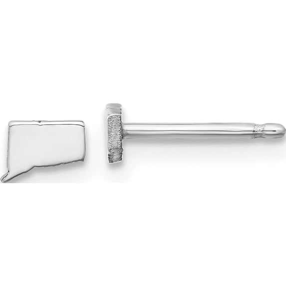 14K White Gold 14Kw Connecticut State Earrings (5.67 X 7.46) Made In United States xne50w-ct