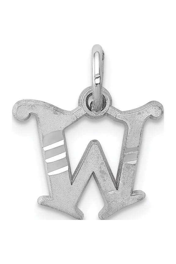 14K White Gold 14Kw Diamond-Cut Letter W Initial Charm Made In United States wch139-w