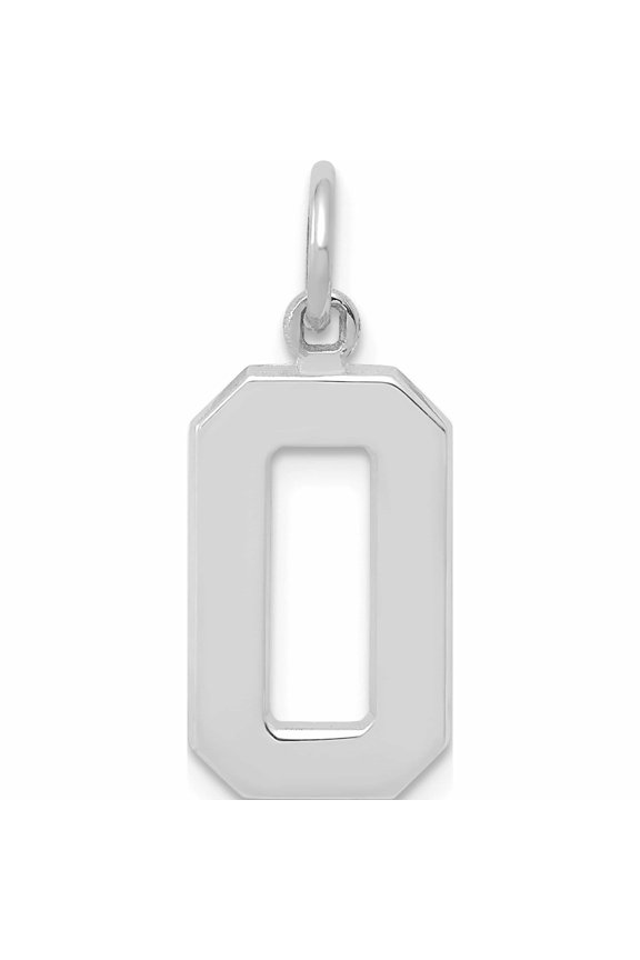14K White Gold 14Kw Medium Polished Number 0 Charm (17.9 X 9.56) Made In United States -Jewelry By Sweet Pea