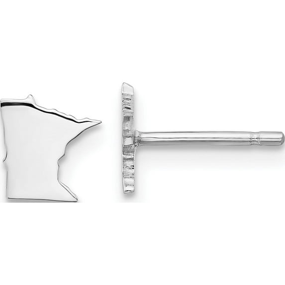 14K White Gold 14Kw Minnesota State Earrings (7.64 X 6.56) Made In United States xne50w-mn
