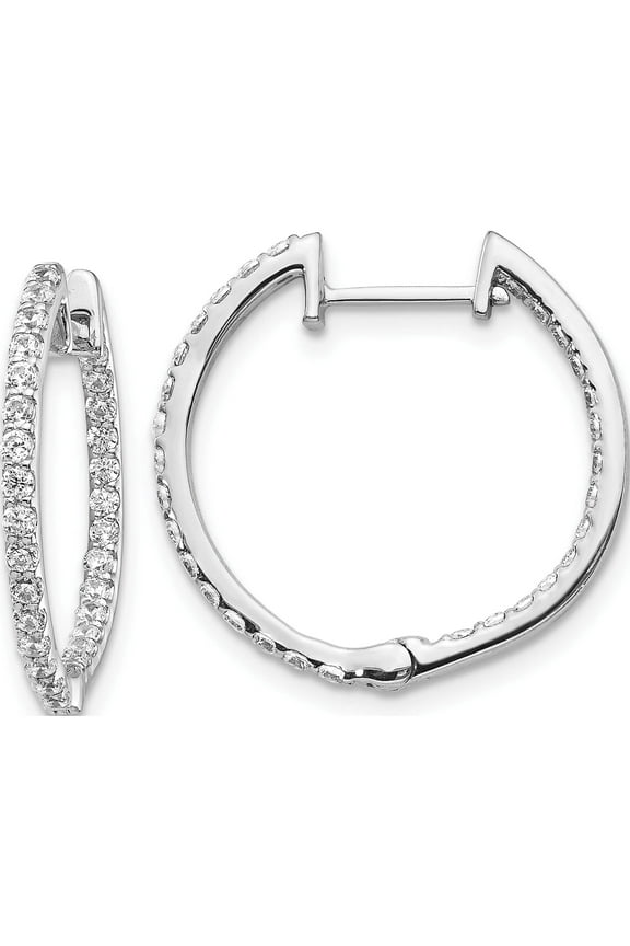 14K White Gold 14Kw Oro Spotlight Lab Grown Dia. Si+, H+, Hoop Earrings Made In India em5425-075-wlg
