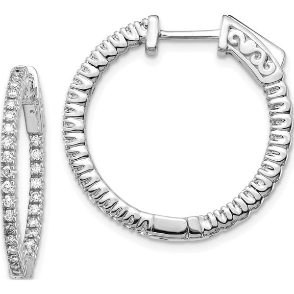 14K White Gold 14Kw Oro Spotlight Lab Grown Dia. Si+, H+, Round Hoop With Safety Clasp Earr Made In United States xe1984wlg