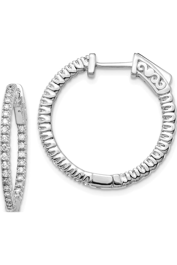 14K White Gold 14Kw Oro Spotlight Lab Grown Dia. Si+, H+, Round Hoop With Safety Clasp Earr Made In United States xe1984wlg