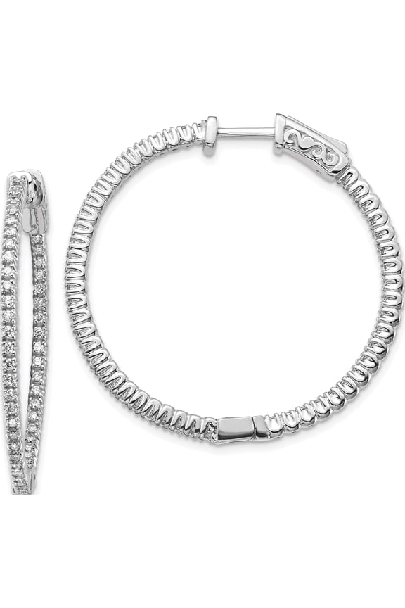 14K White Gold 14Kw Oro Spotlight Lab Grown Dia. Si+, H+, Round Hoop With Safety Clasp Earr Made In United States xe1985wlg