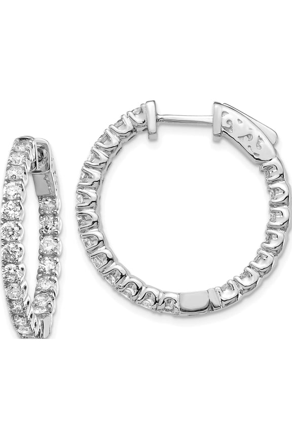 14K White Gold 14Kw Oro Spotlight Lab Grown Dia. Si+, H+, Round Hoop With Safety Clasp Earr Made In United States xe2012wlg