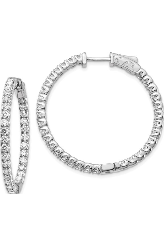 14K White Gold 14Kw Oro Spotlight Lab Grown Dia. Si+, H+, Round Hoop With Safety Clasp Earr Made In United States xe2013wlg