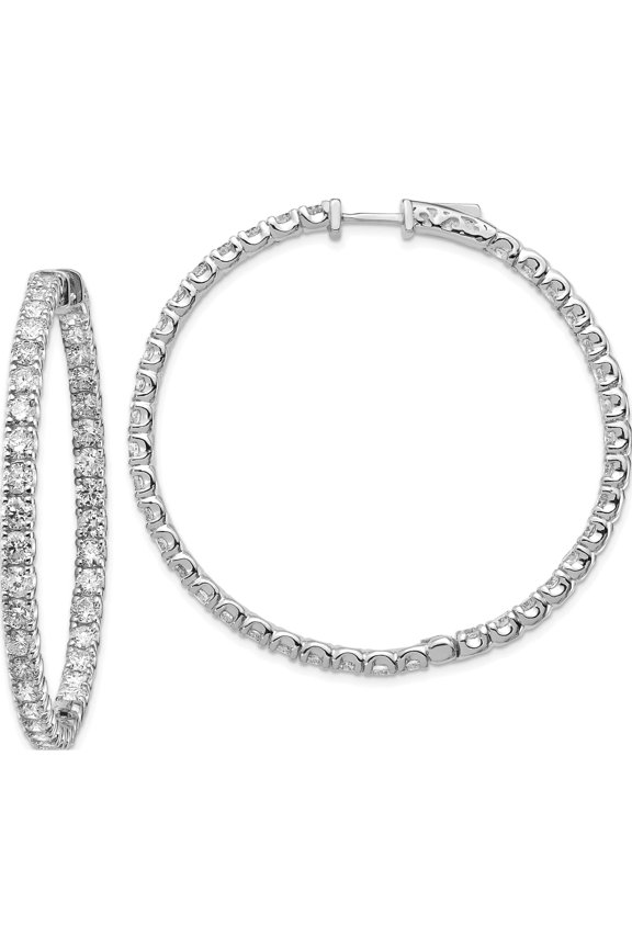 14K White Gold 14Kw Oro Spotlight Lab Grown Dia. Si+, H+, Round Hoop With Safety Clasp Earr Made In United States xe2018wlg