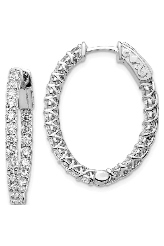 14K White Gold 14Kw Oro Spotlight Lab Grown Dia. Si+, H+, Round Hoop With Safety Clasp Earri Made In United States xe2025wlg